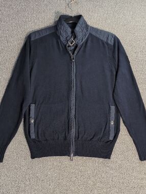 Belstaff Woodland Full-Zip Moto Cardigan Sweater Jacket Size Small in Black